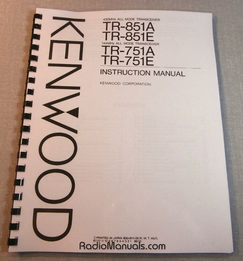 Kenwood TR-851A/TR-751A Instruction